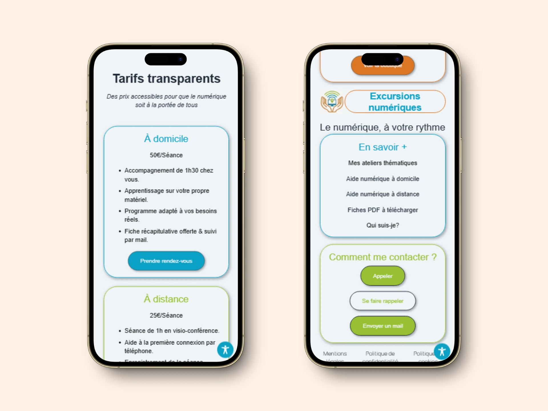 Mockup portfolio Studio JR - Site Excursions Numériques sur iPhone.